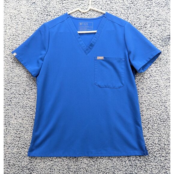 Figs Catarina One Pocket Scrub Top Womens M Healthcare Nurse Doctor Royal Blue - Picture 1 of 11